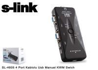 S-Link SL-4605 4 Port Kablolu Usb Manuel KWM Switch 4pc veya kayıtcihazı tek pc - 1